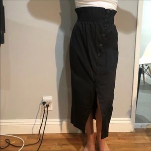 H&M paper bag button down midi skirt small 4